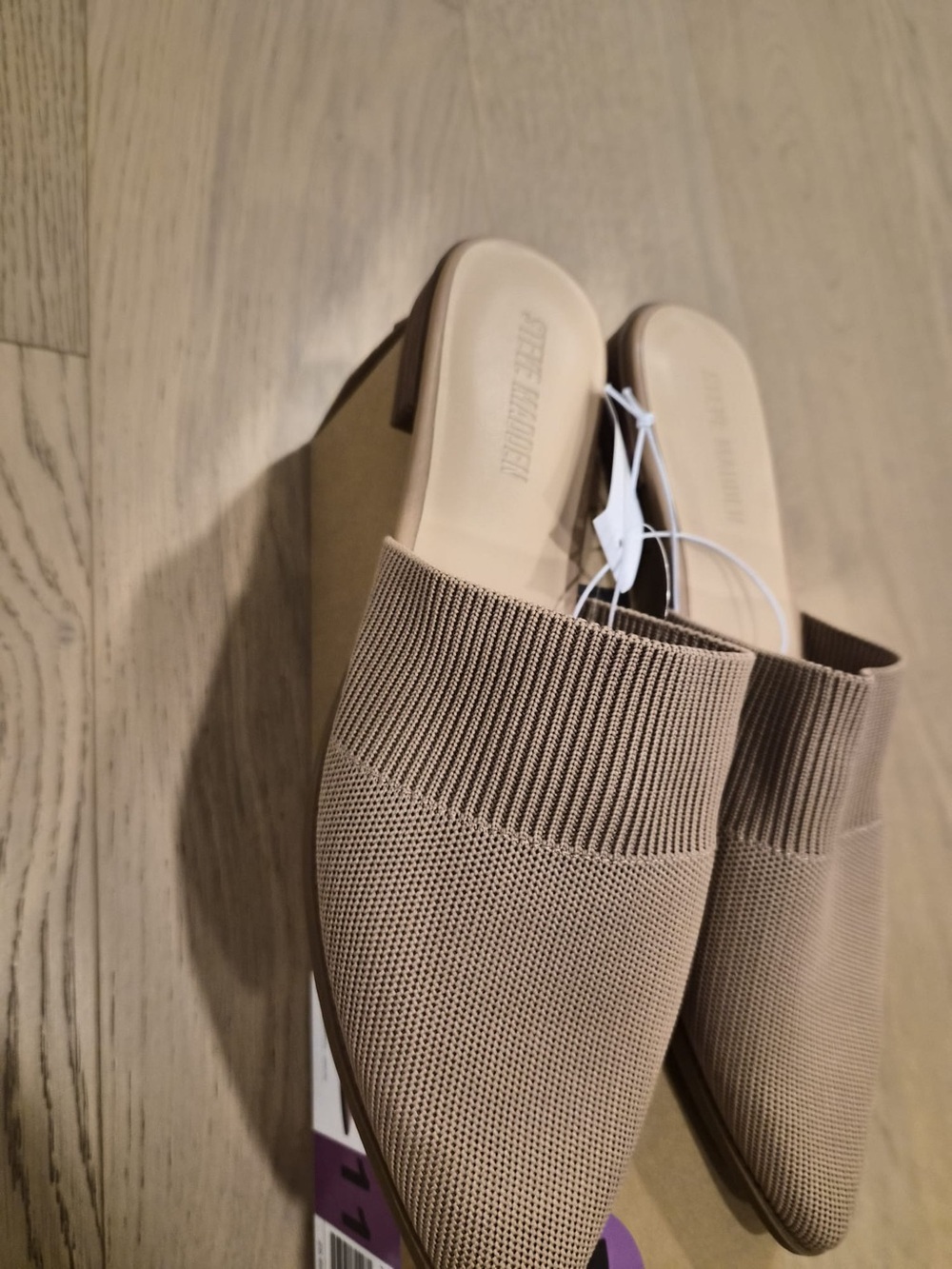 Steve Madden Taupe Knit Slip-On Pointed Mules